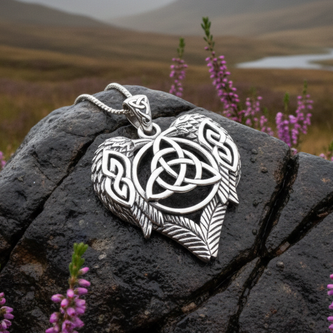 Celtic Raven Lovers Necklace