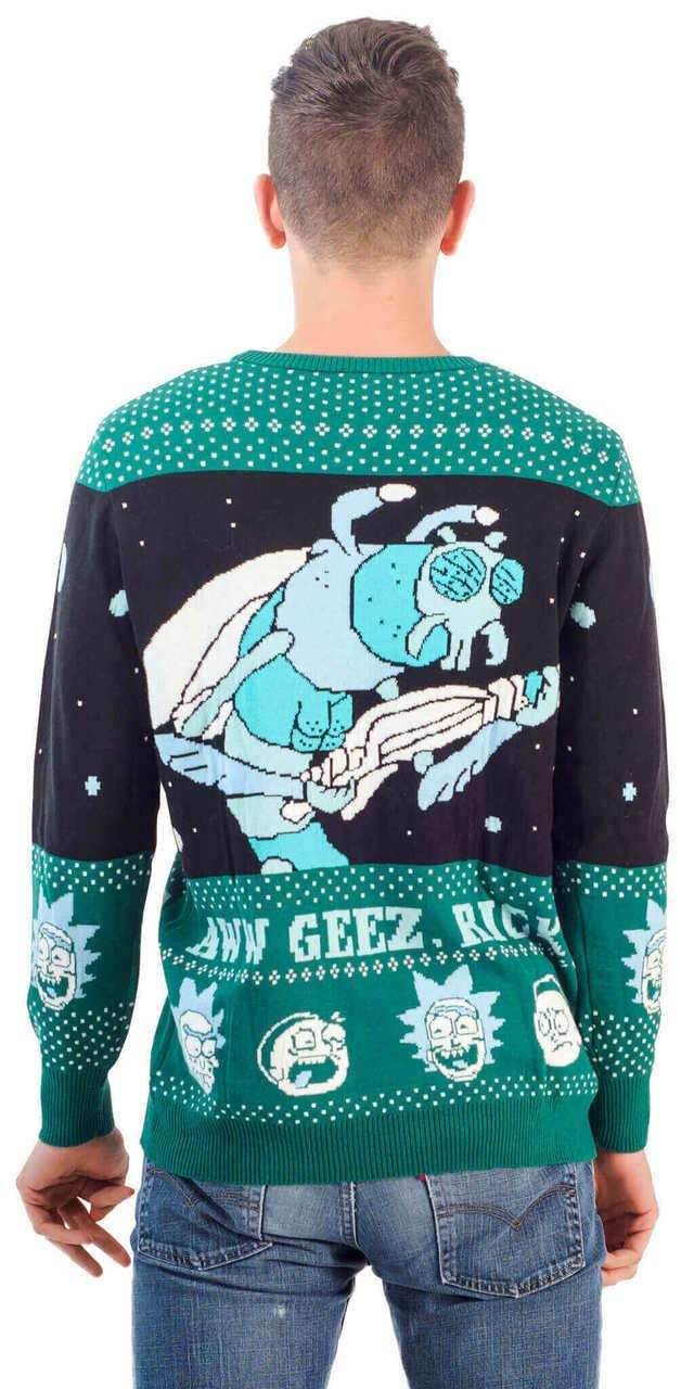 Rick and Morty Alien Aww Geez Christmas Sweater - S