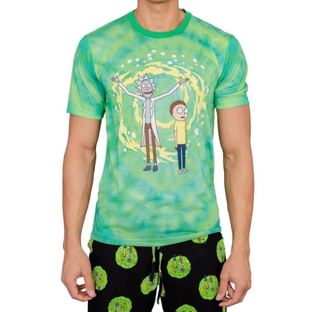 Rick and Morty Portal T-Shirt and Lounge Pants Pajama Set - S