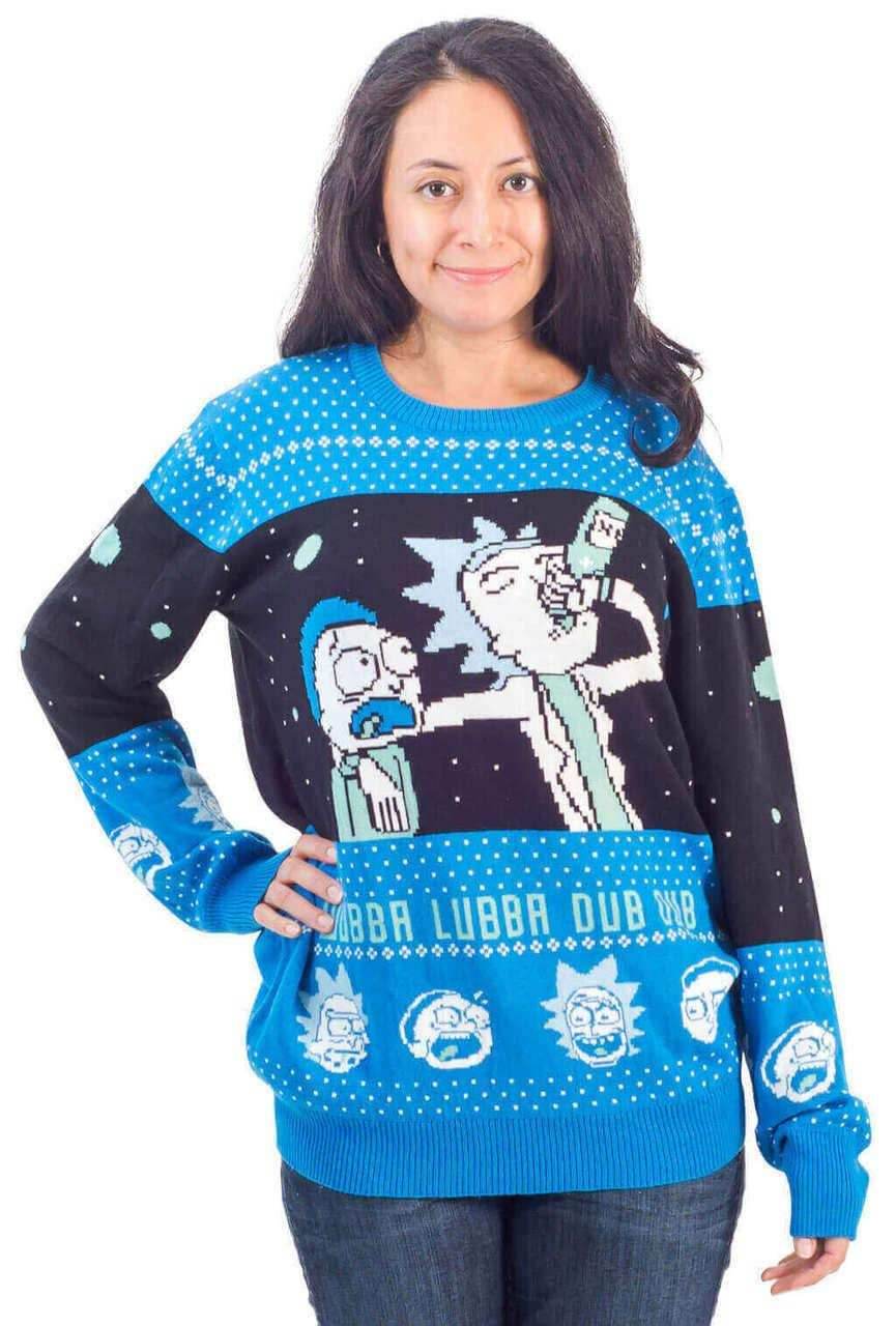 Rick and Morty Wubba Lubba Spaceship Christmas Sweater - S
