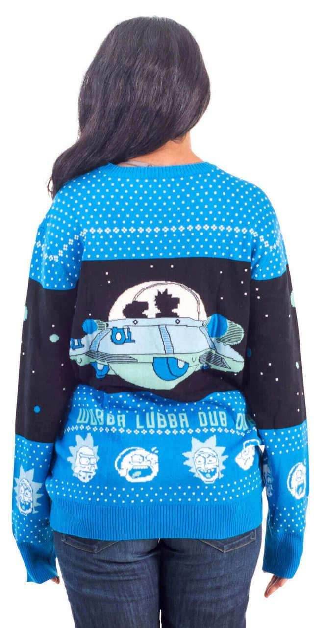 Rick and Morty Wubba Lubba Spaceship Christmas Sweater - S