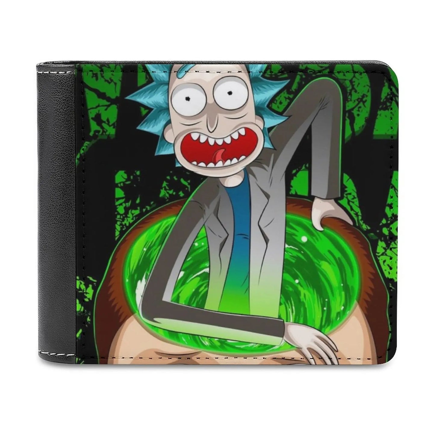 Rick In Your Head Leather Wallet Men Classic Black Purse Credit Card Holder Fashion Men'S Wallet Rick Phrases Wubba Lubba Dub