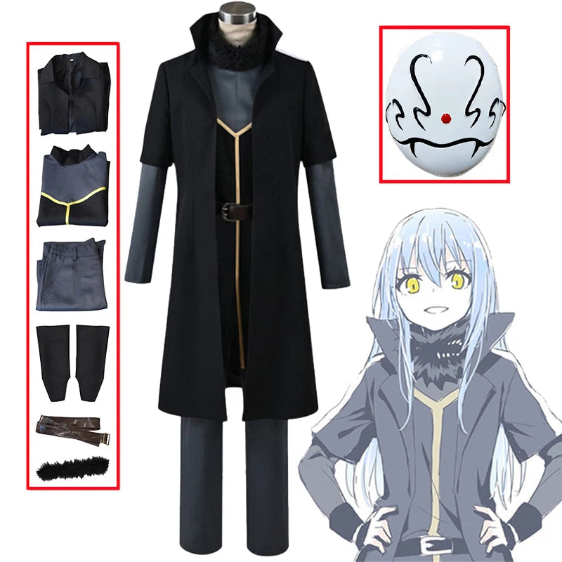 Rimuru Tempest Cosplay Anime That Time I Got Reincarnated as a Slime Costume Halloween Uniform Trench Wig Mask Set