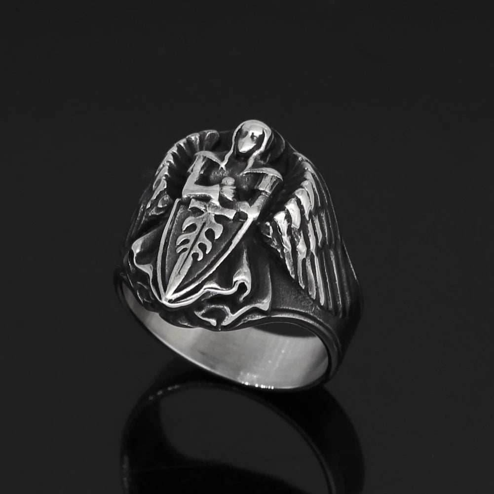 Roman St.Michael Archangel Stainless Steel Ring - 9