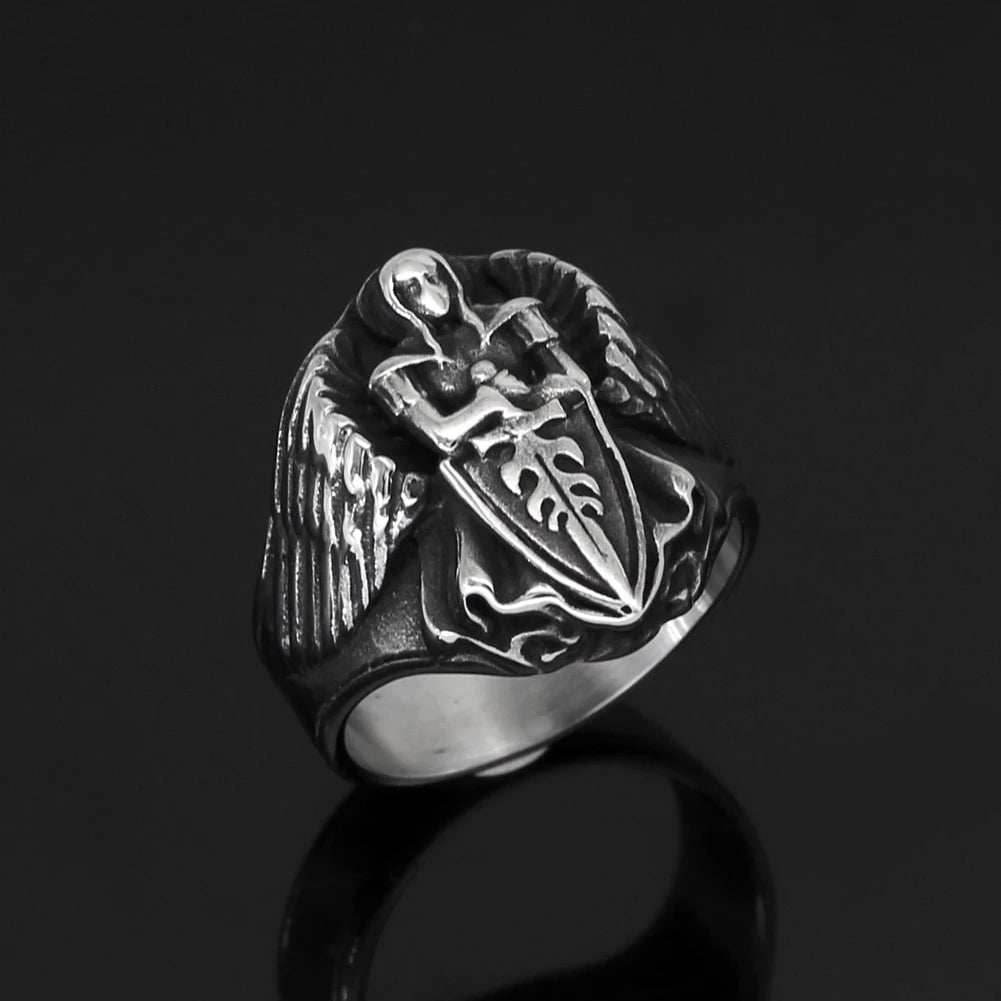 Roman St.Michael Archangel Stainless Steel Ring - 9