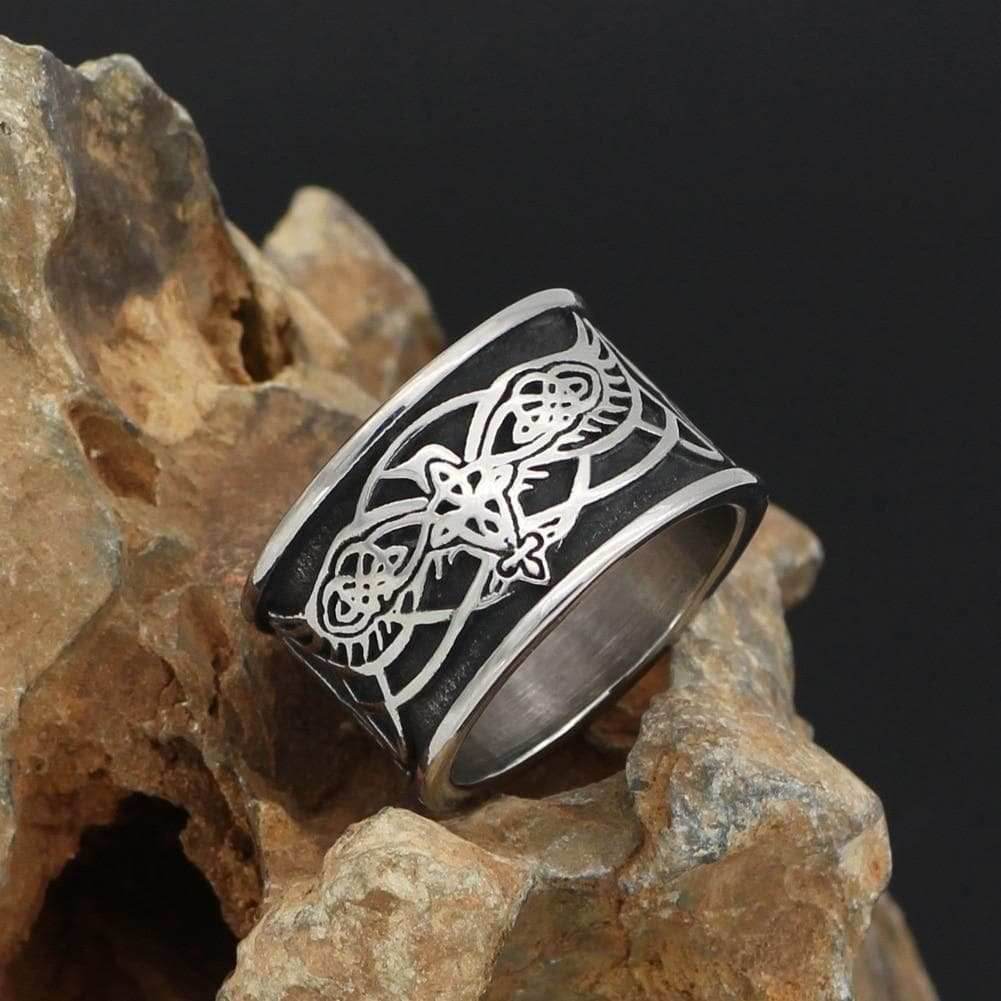Vikings Odin Raven Stainless Steel Ring - 9