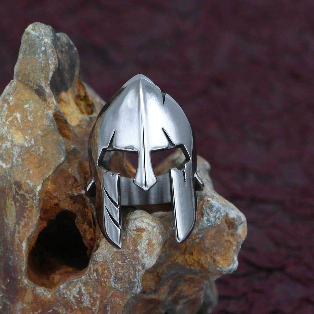 Ancient Greece Spartan Helmet Stainless Steel Ring - 9