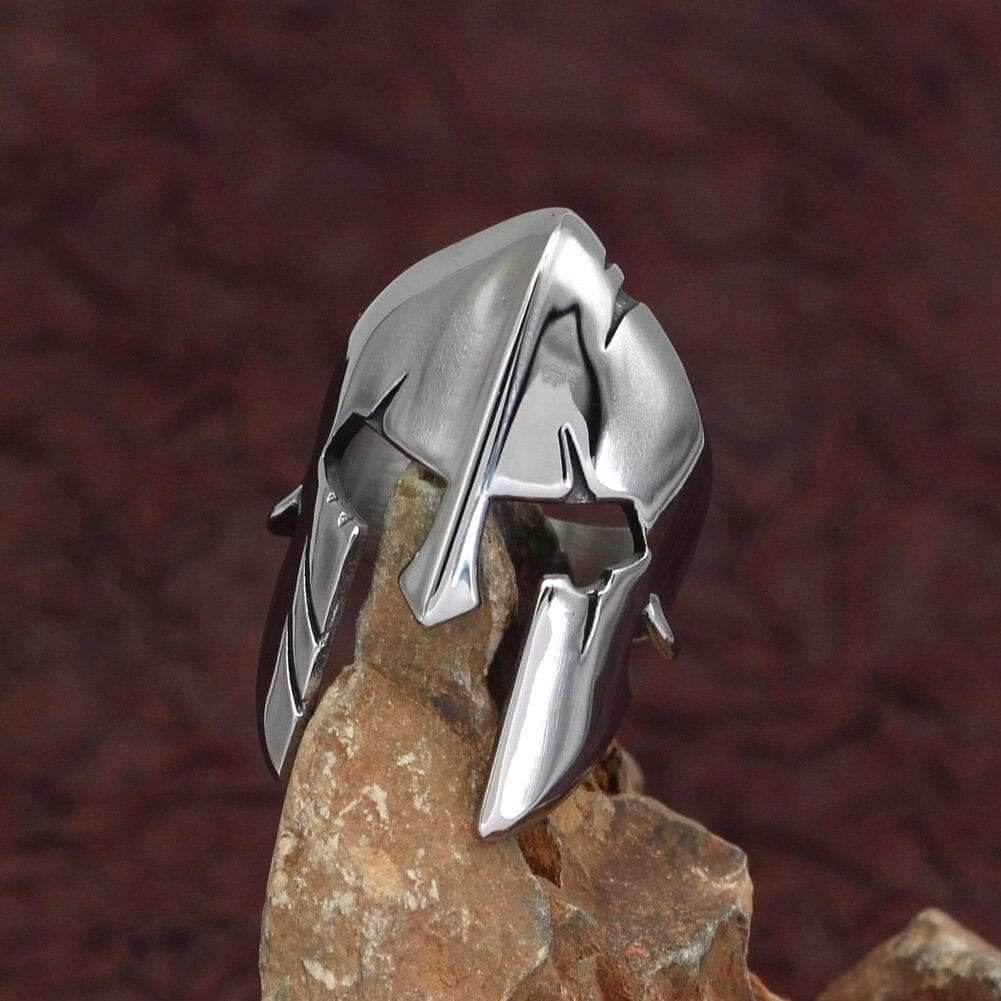Ancient Greece Spartan Helmet Stainless Steel Ring - 9