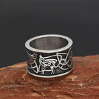 Vikings Odin Raven Stainless Steel Ring - 9