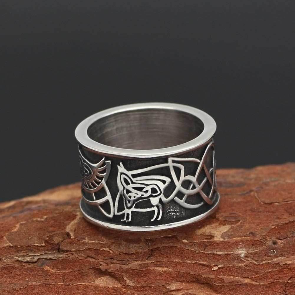 Vikings Odin Raven Stainless Steel Ring - 9