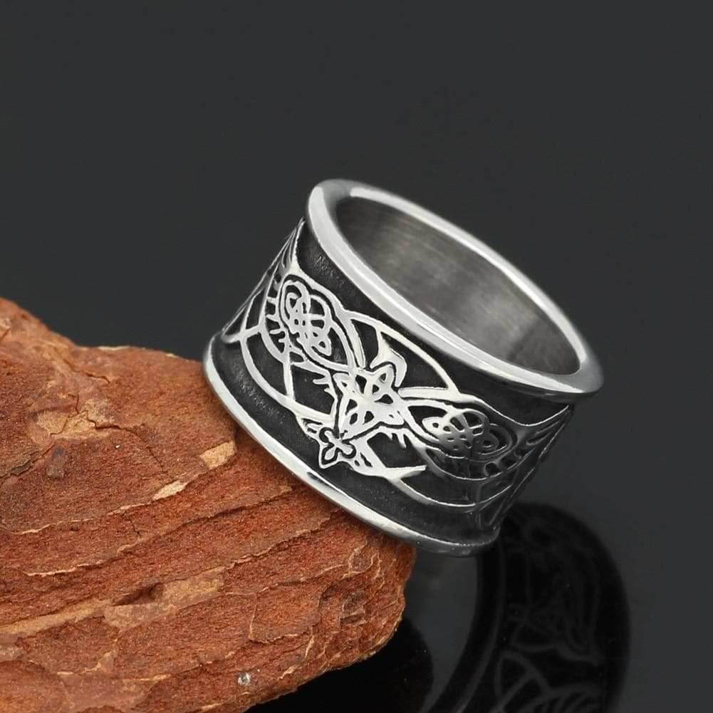 Vikings Odin Raven Stainless Steel Ring - 9