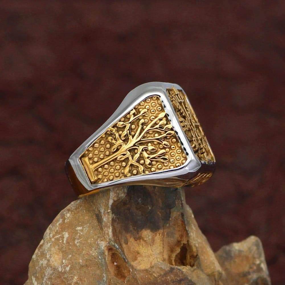 Viking Vegvisir Yggdrasil Solid Stainless Steel Ring - 9