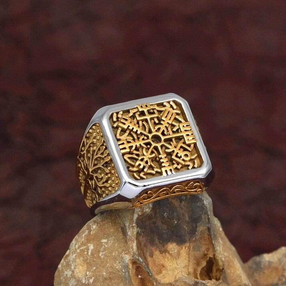 Viking Vegvisir Yggdrasil Solid Stainless Steel Ring - 9