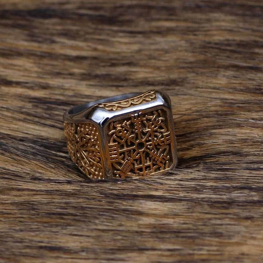 Viking Vegvisir Yggdrasil Solid Stainless Steel Ring - 9