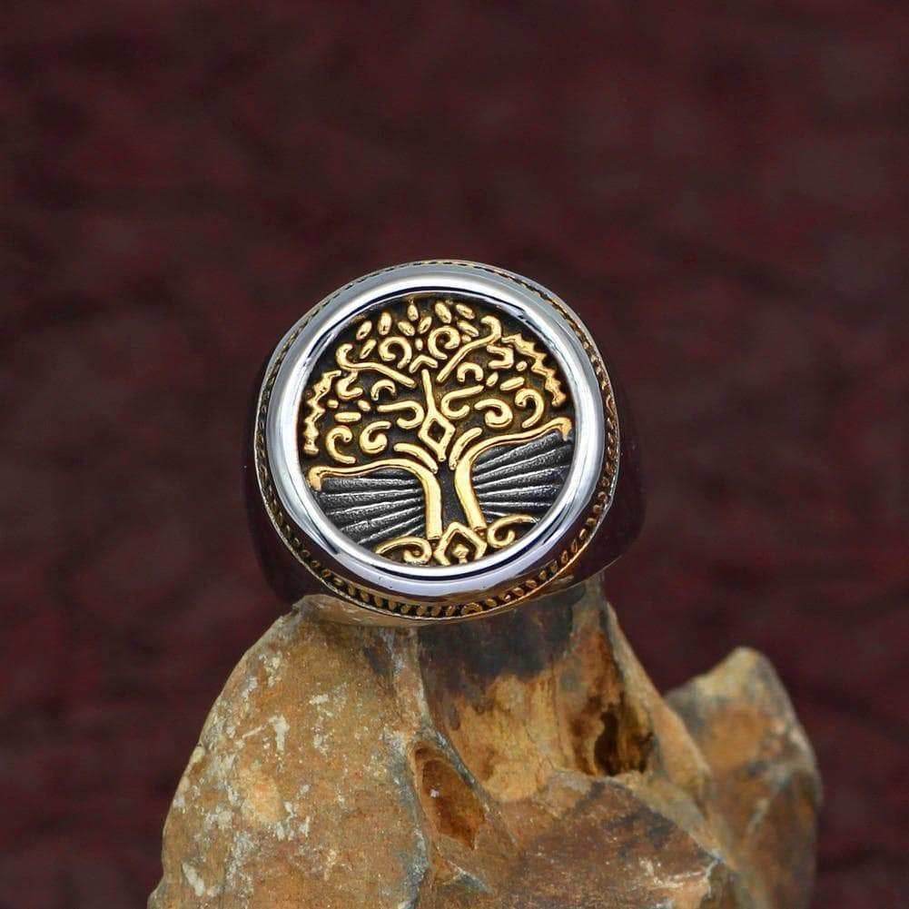Viking Tree of Life Solid Stainless Steel Ring - 9