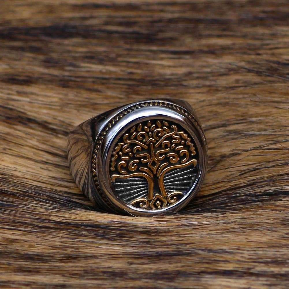 Viking Tree of Life Solid Stainless Steel Ring - 9