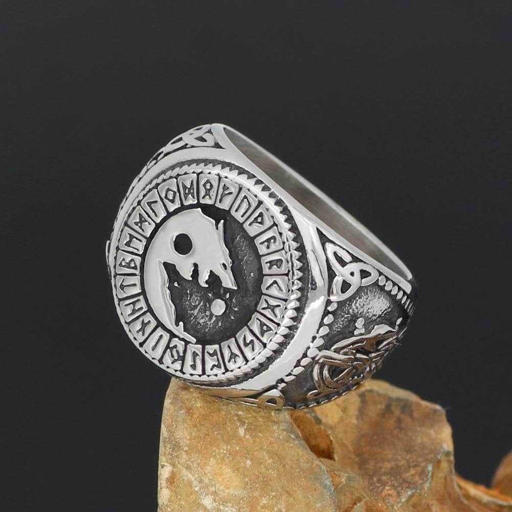 Viking Stainless Steel Wolf Ring - 9