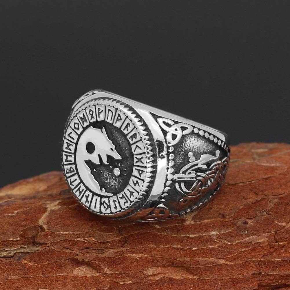 Viking Stainless Steel Wolf Ring - 9