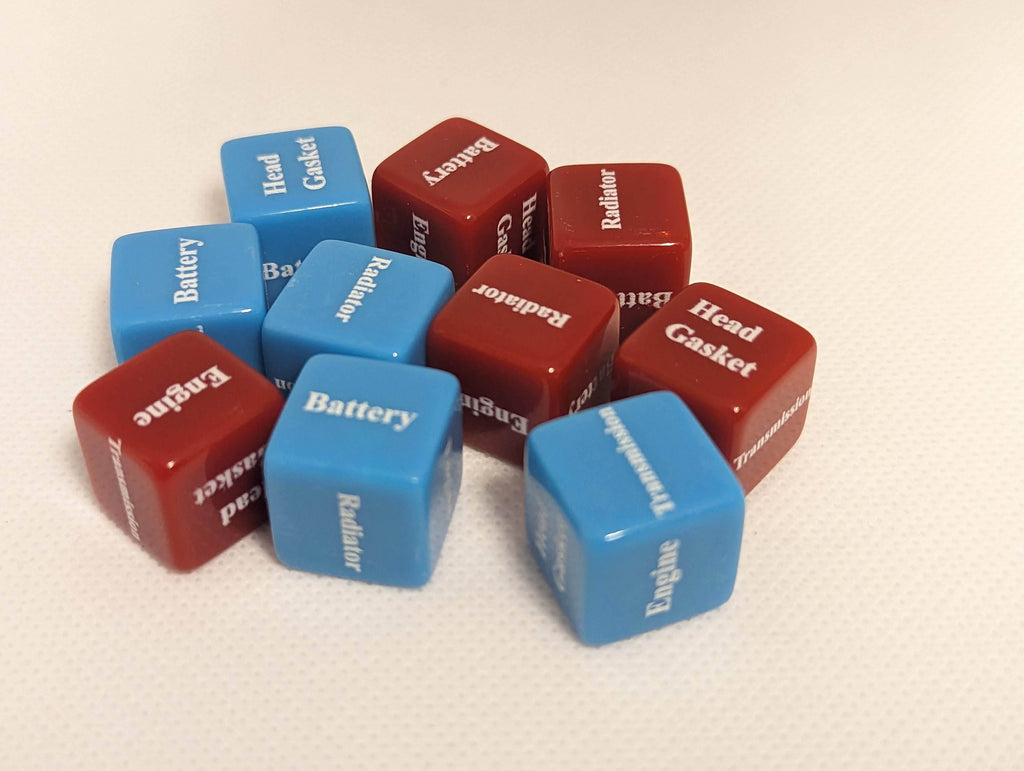 Mechanics Dice d6 | What's Wrong with Your Car Dice 6-Sided 16mm Diagnostic Dice - Blue / 1 Dice