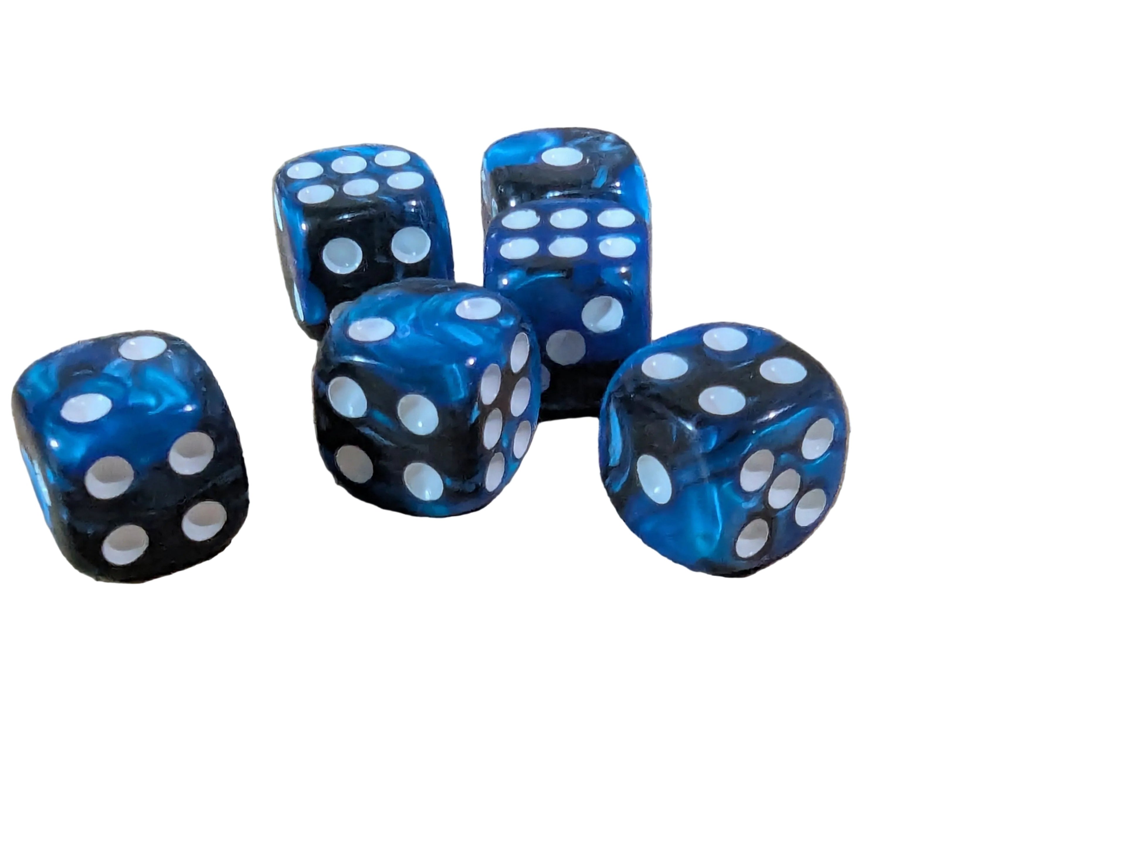 Pearl/Swirl Pipped d6 Dice Orange/Pink/Maroon/Electric Yellow/Brown/Blue/Green/Cranberry 16mm (SOLD BY PIECE)
