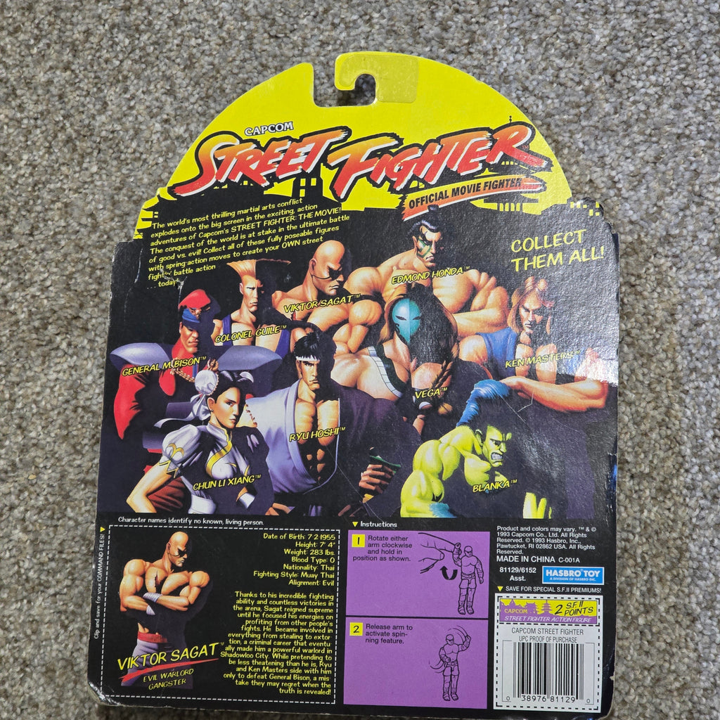 Vintage Street Fighter Sagat Action Figure Hasbro Capcom 1993 Sealed