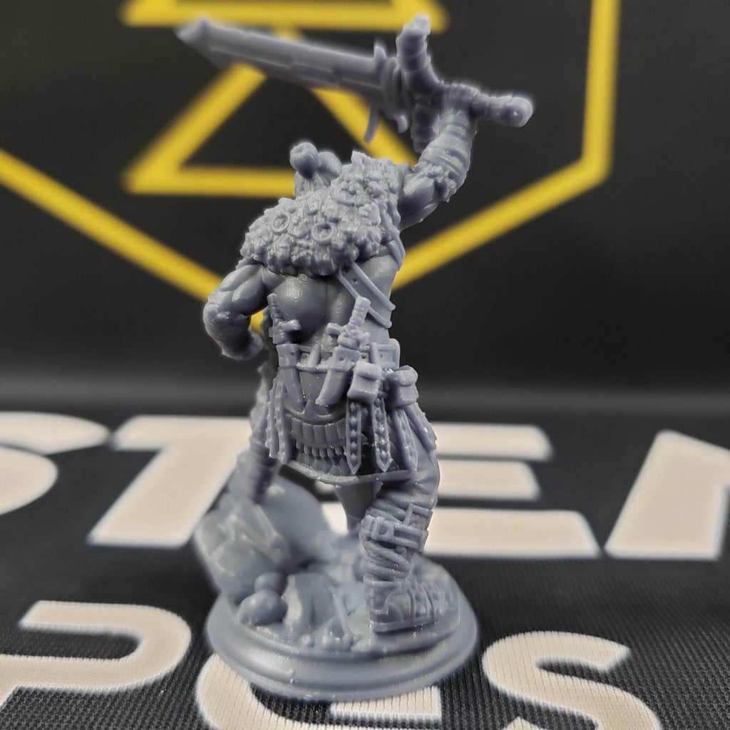 Gorr Spinebreaker, the Rage of the South (Male Half-Orc Barbarian) - 32mm Scale