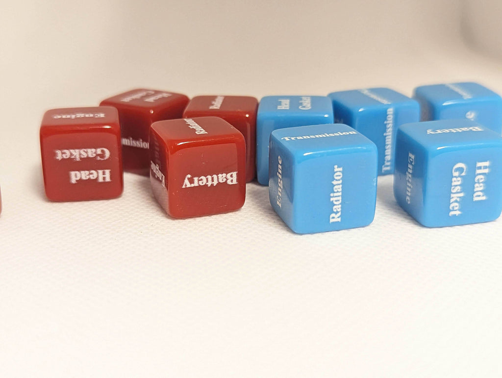 Mechanics Dice d6 | What's Wrong with Your Car Dice 6-Sided 16mm Diagnostic Dice - Blue / 1 Dice