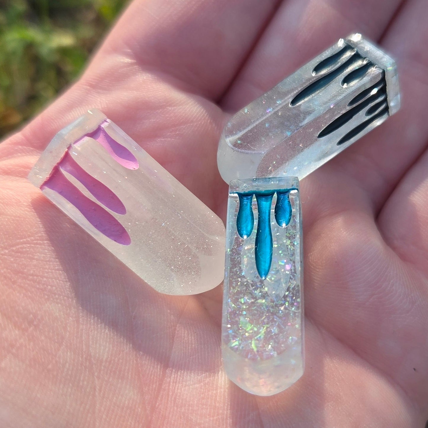 Poisoner's Vial Alternative Shaped Functional TTRPG Handmade Resin D4 Gaming Dice