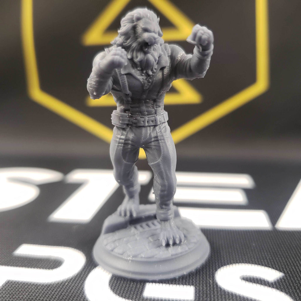Vaa'dren Snowmane, Lionfolk Bouncer (Male Leonin Pugilist) - 32mm Scale