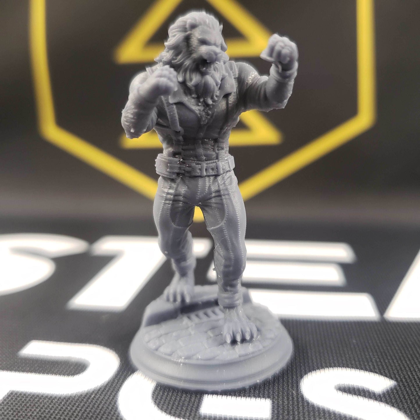 Vaa'dren Snowmane, Lionfolk Bouncer (Male Leonin Pugilist) - 32mm Scale