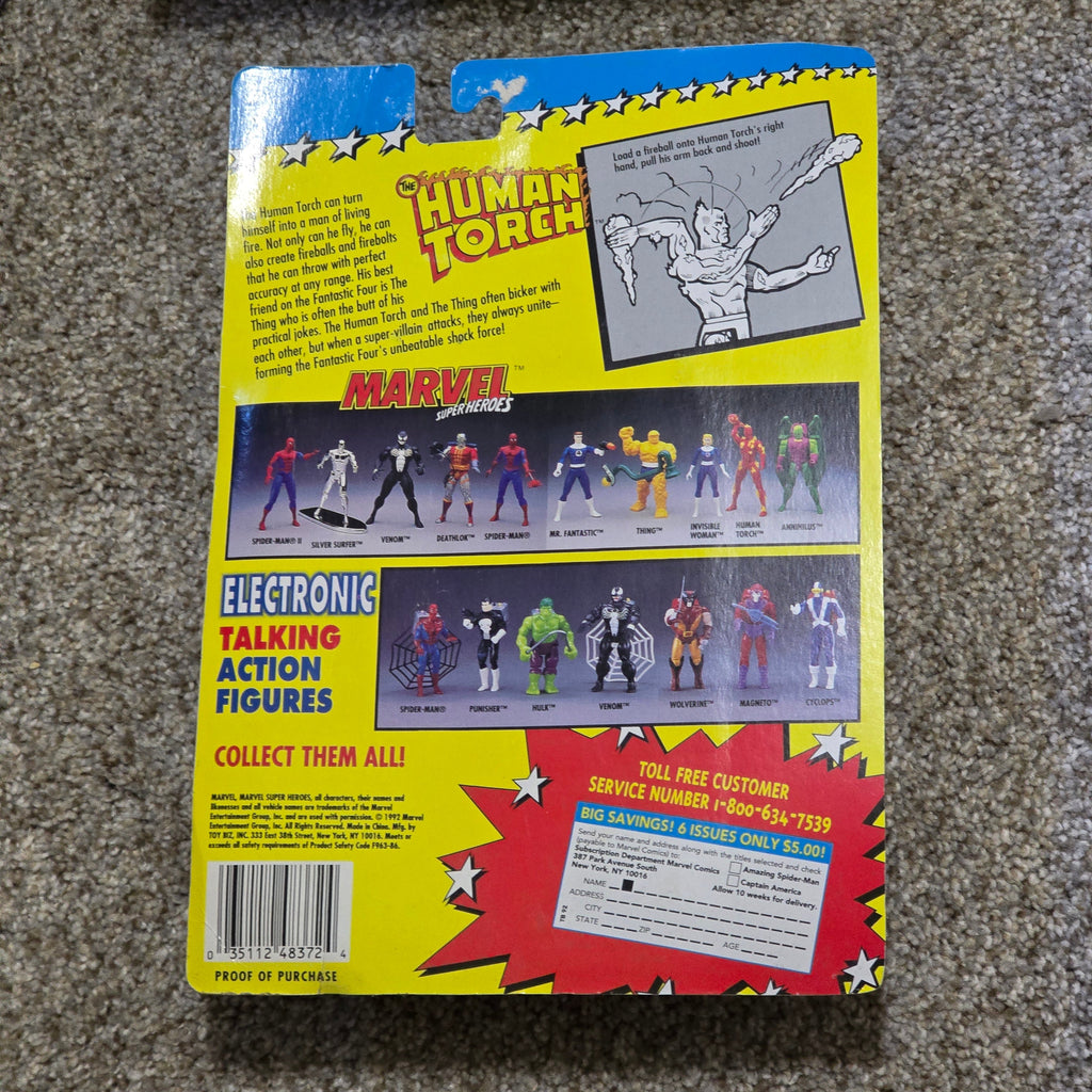 Vintage Human Torch Toy Biz Marvel Super Heroes Figure Sealed Carded