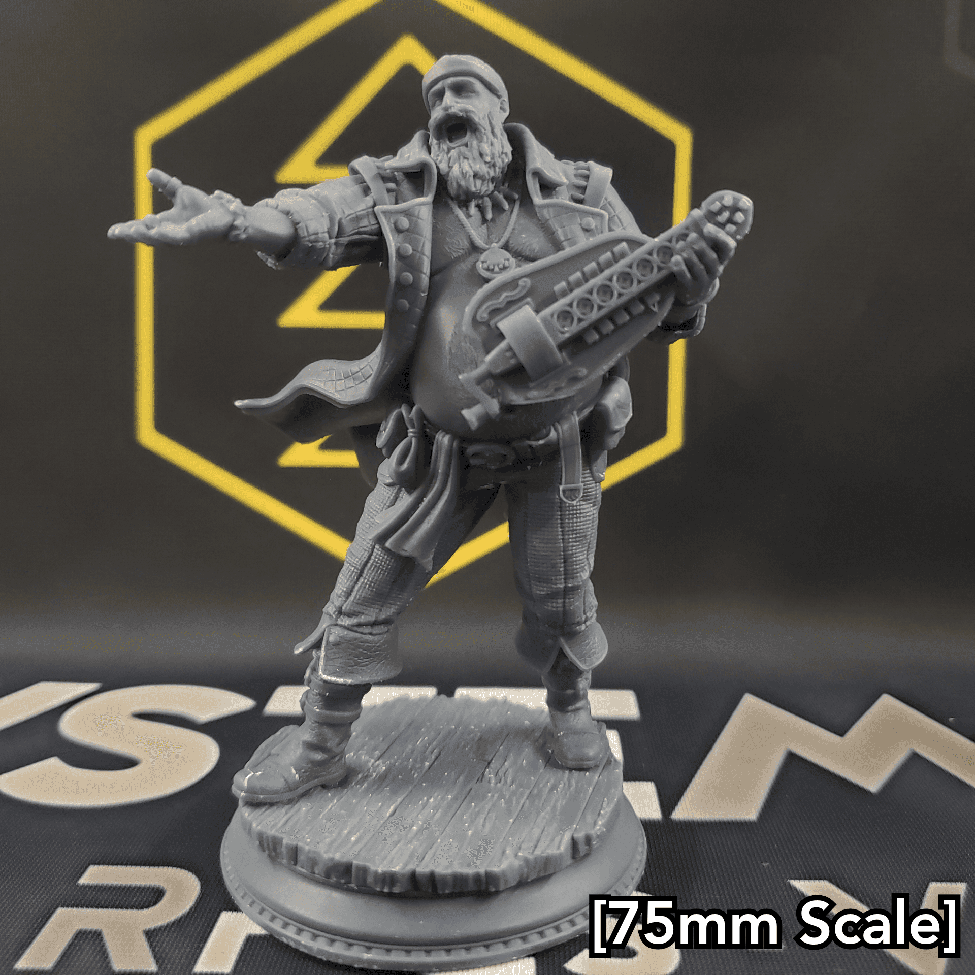 Bossman Bill, Master of the Hurdy-Gurdy (Male Human Pirate Bard) - 32mm Scale