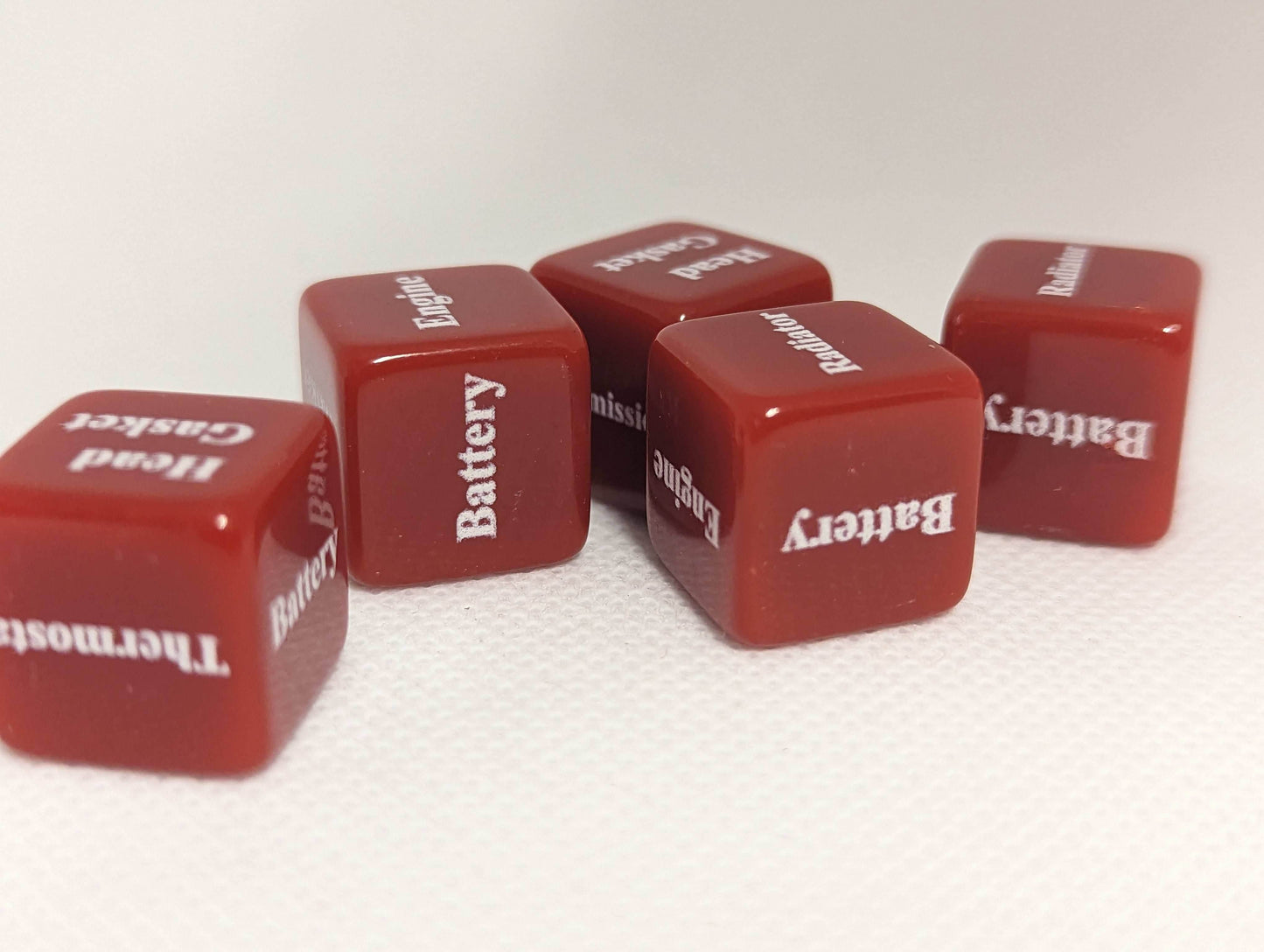 Mechanics Dice d6 | What's Wrong with Your Car Dice 6-Sided 16mm Diagnostic Dice - Red / 1 Dice