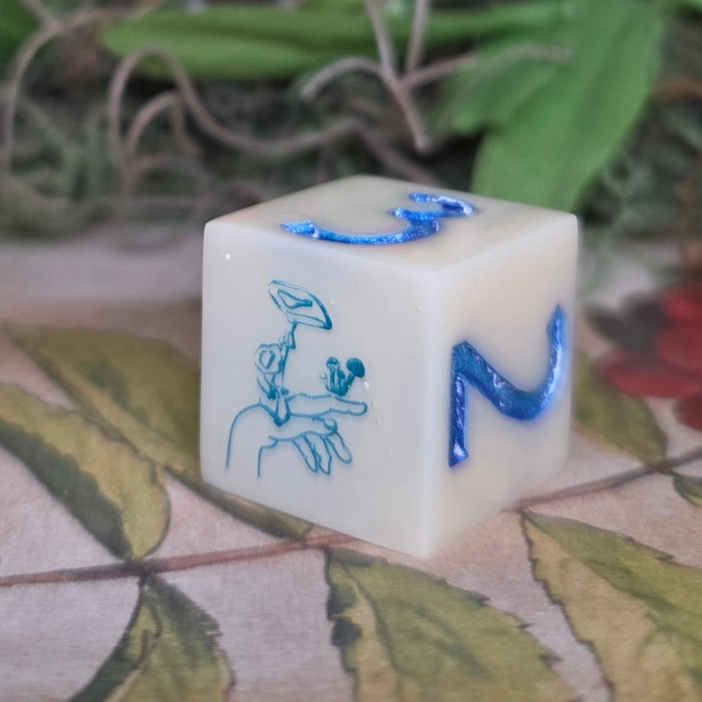 'Mushroom Maidens' Individual Bone Tone Color Handmade D6 Gaming Dice