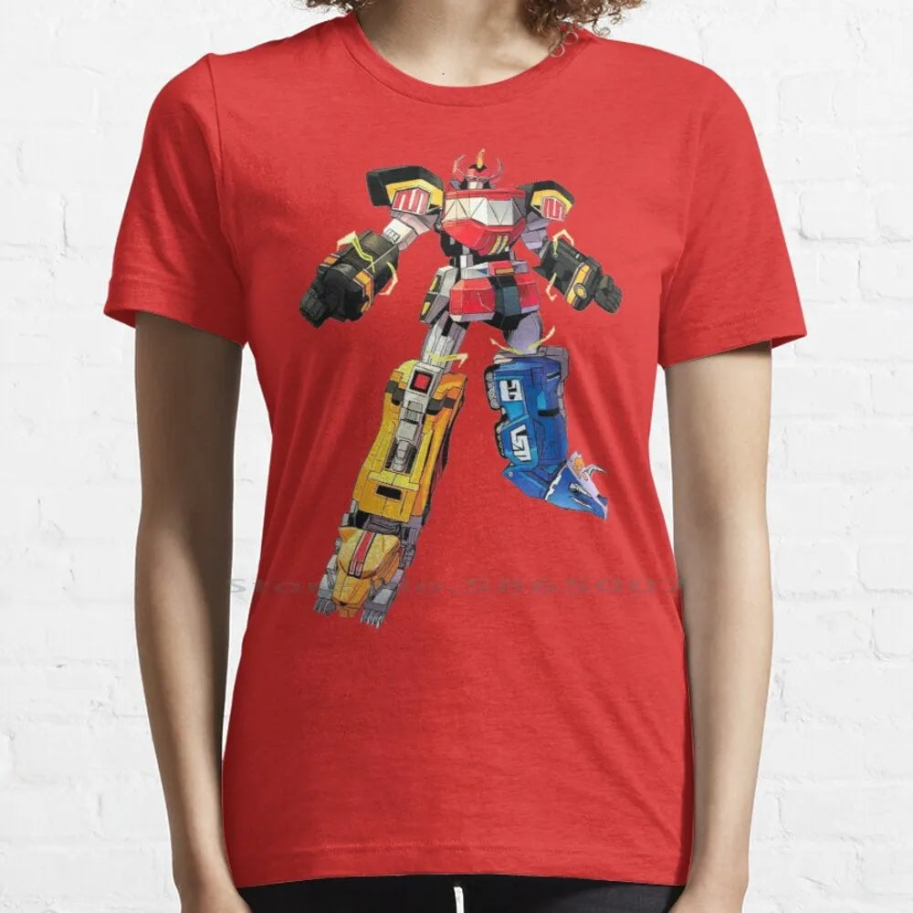 Robot Ranger Fanart T Shirt Cotton 6XL Manga Movie Nostalgia Film Cartoon Robot Heroes Power Japan Zyuranger Megazord Pink