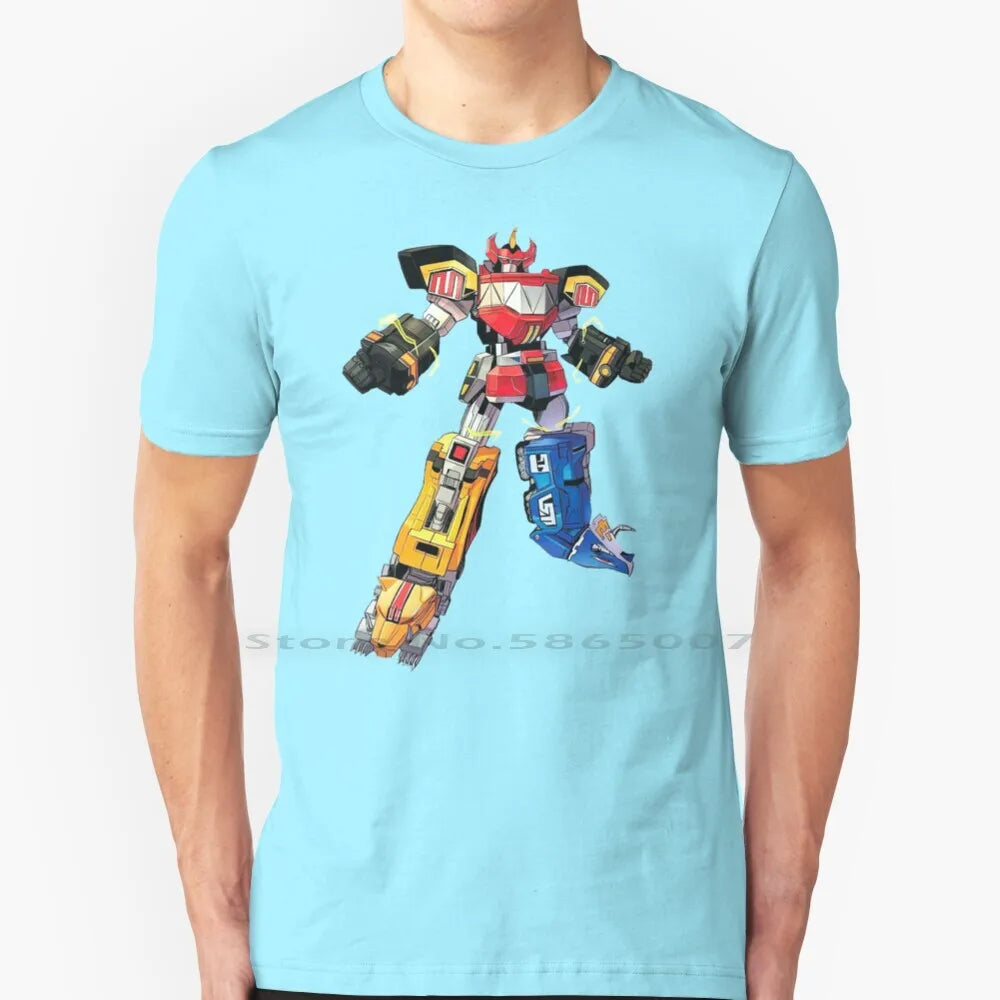 Robot Ranger Fanart T Shirt Cotton 6XL Manga Movie Nostalgia Film Cartoon Robot Heroes Power Japan Zyuranger Megazord Pink