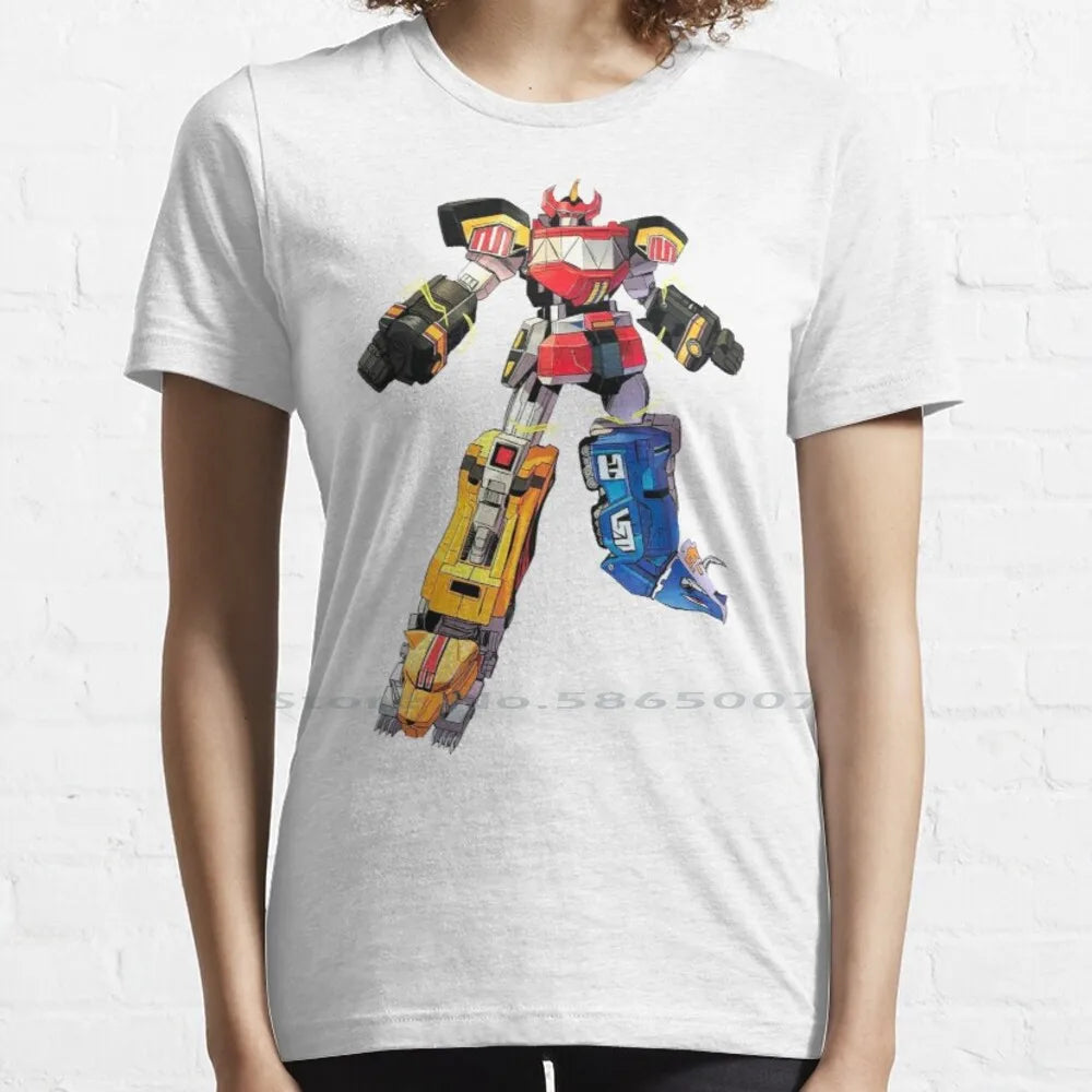 Robot Ranger Fanart T Shirt Cotton 6XL Manga Movie Nostalgia Film Cartoon Robot Heroes Power Japan Zyuranger Megazord Pink