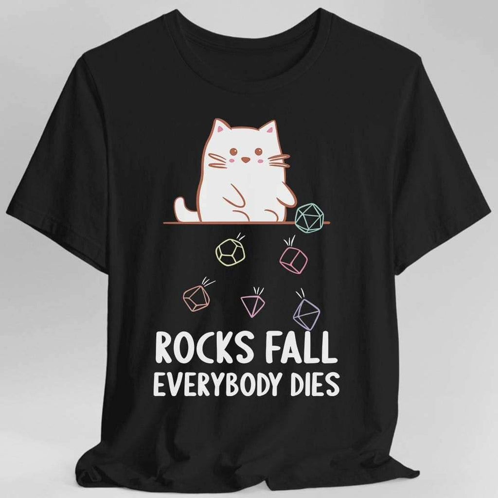Rocks Fall Everybody Dies Kawaii Cat T-Shirt - Black / S