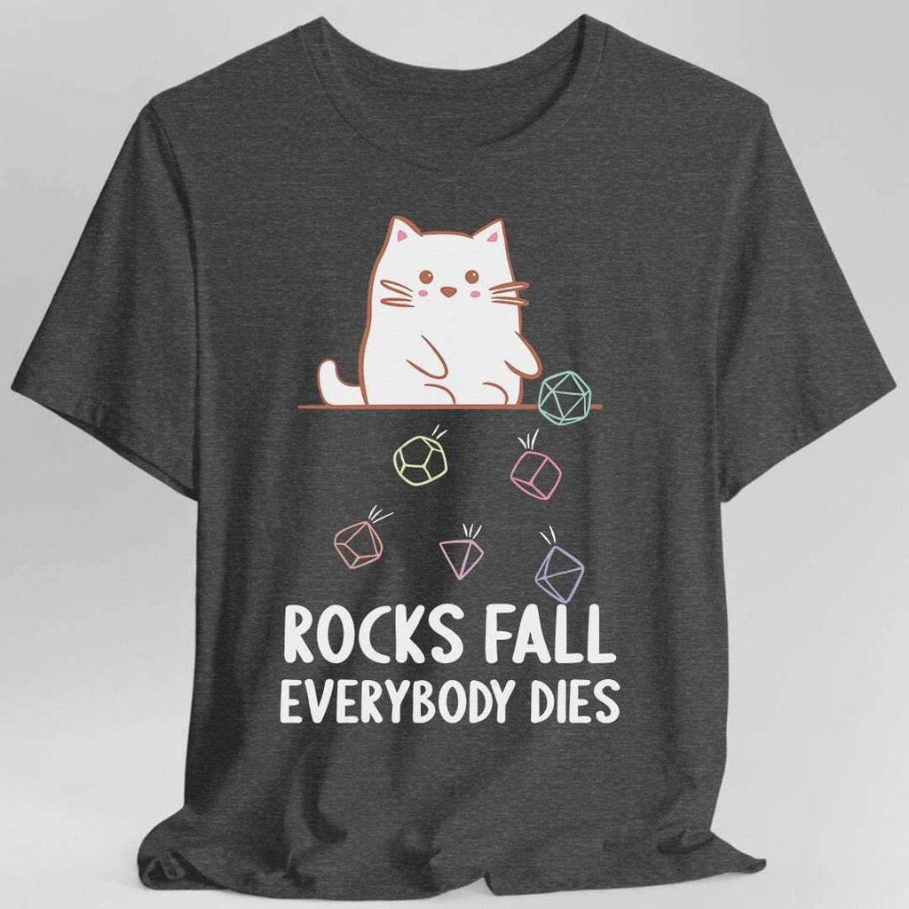 Rocks Fall Everybody Dies Kawaii Cat T-Shirt - Dark Heather / S