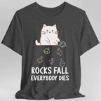 Rocks Fall Everybody Dies Kawaii Cat T-Shirt - Dark Heather / S