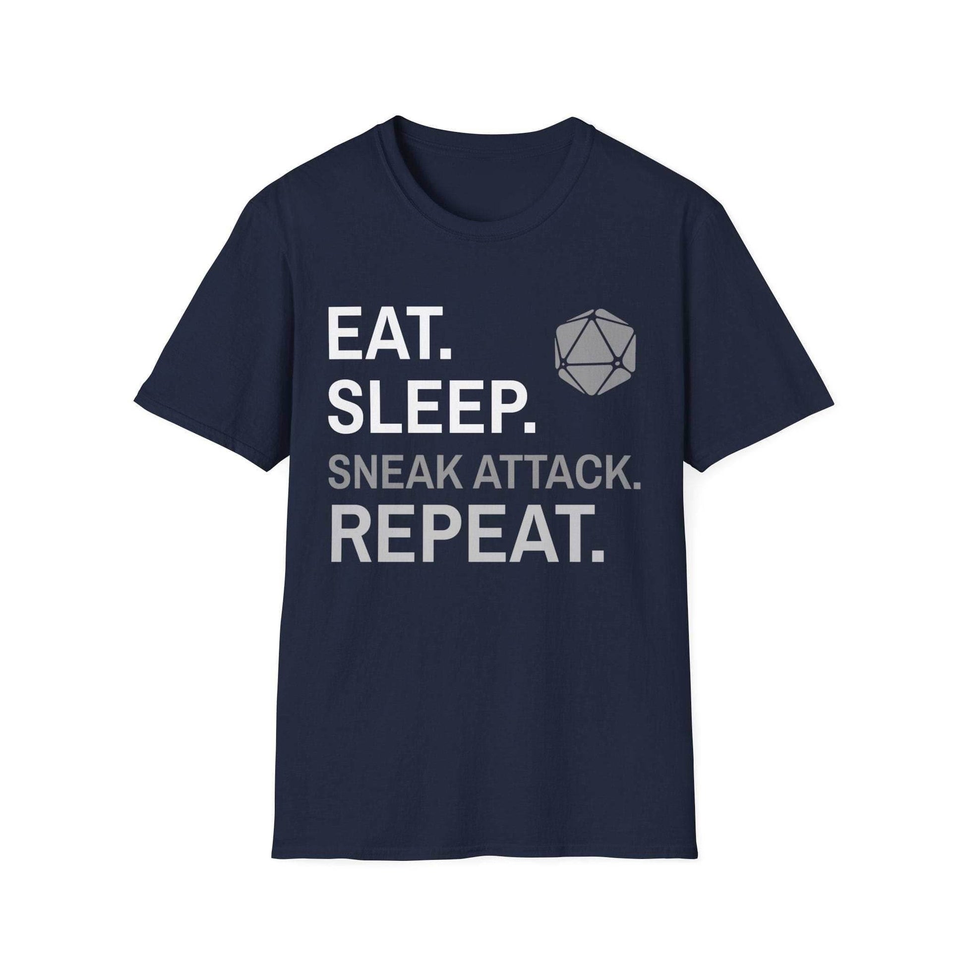 Rogue T-Shirt – 'Eat, Sleep, Sneak Attack, Repeat' - Navy / S