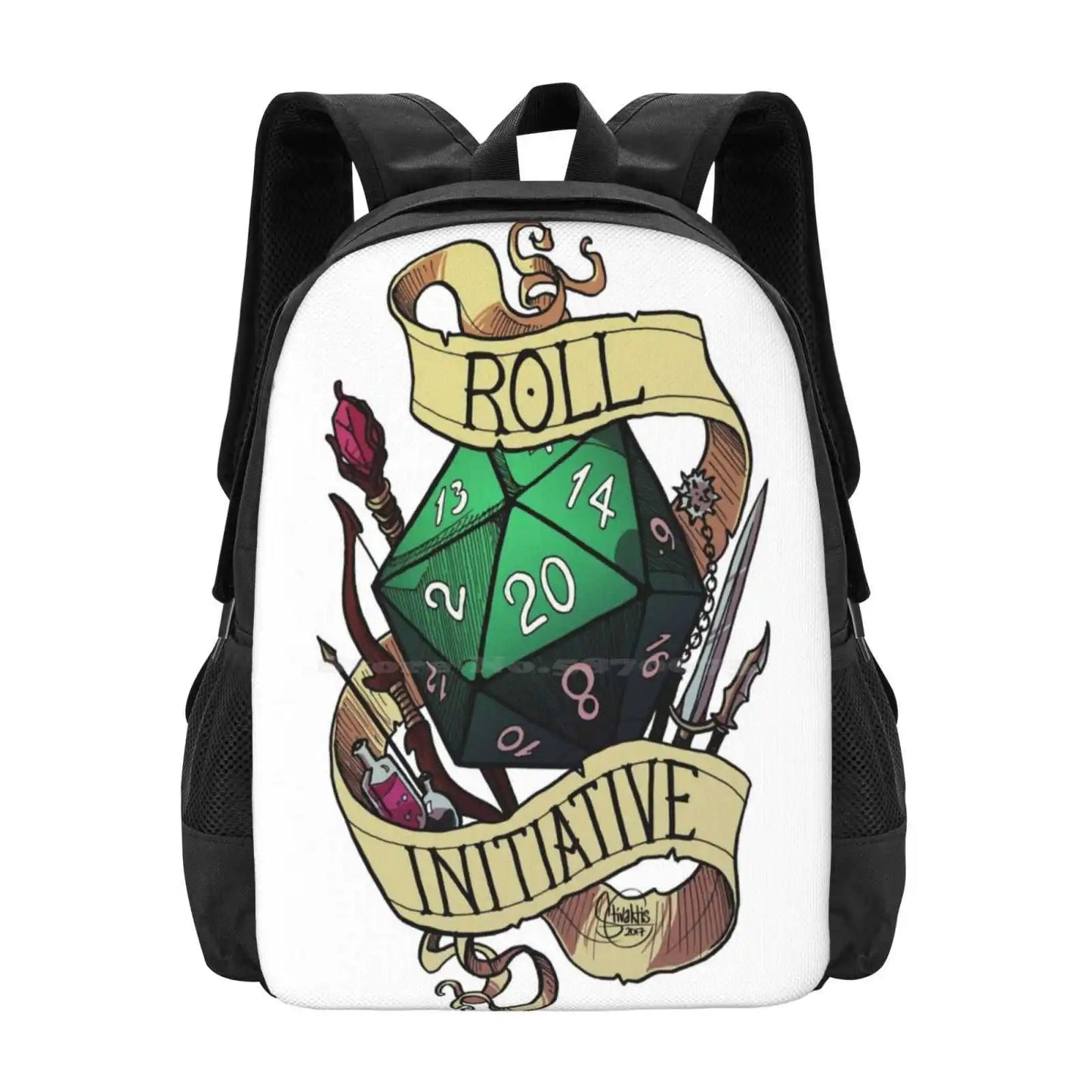 Roll Initiative Fashion Pattern Design Travel Laptop School Backpack Bag Dnd And Dragons D20 The Adventure Zone 20 Sided Die