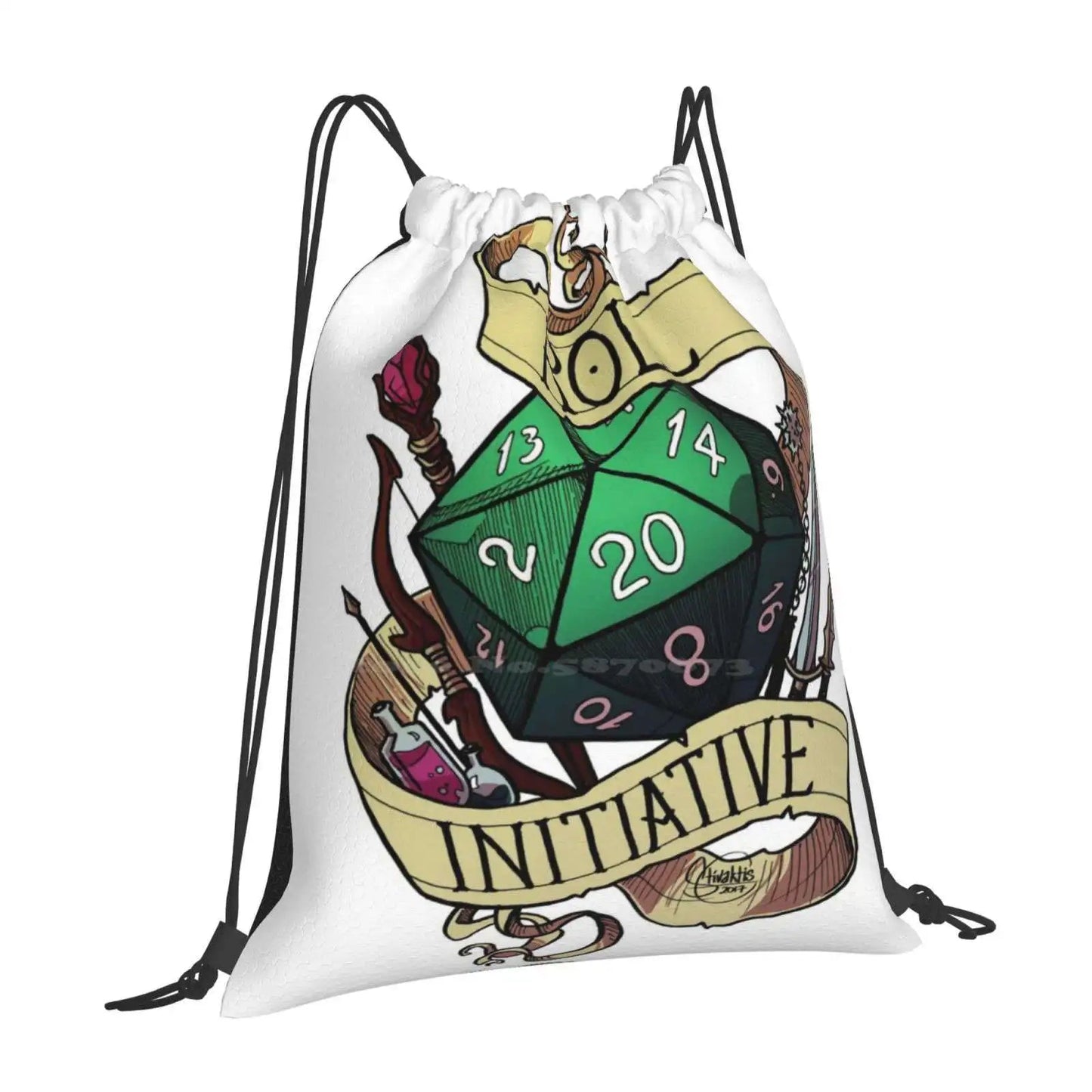 Roll Initiative Fashion Pattern Design Travel Laptop School Backpack Bag Dnd And Dragons D20 The Adventure Zone 20 Sided Die