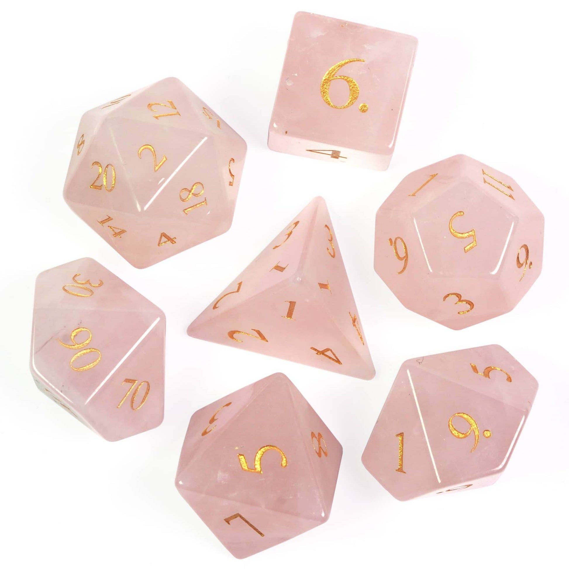 Rose Amethyst Gemstone Dice Set - 