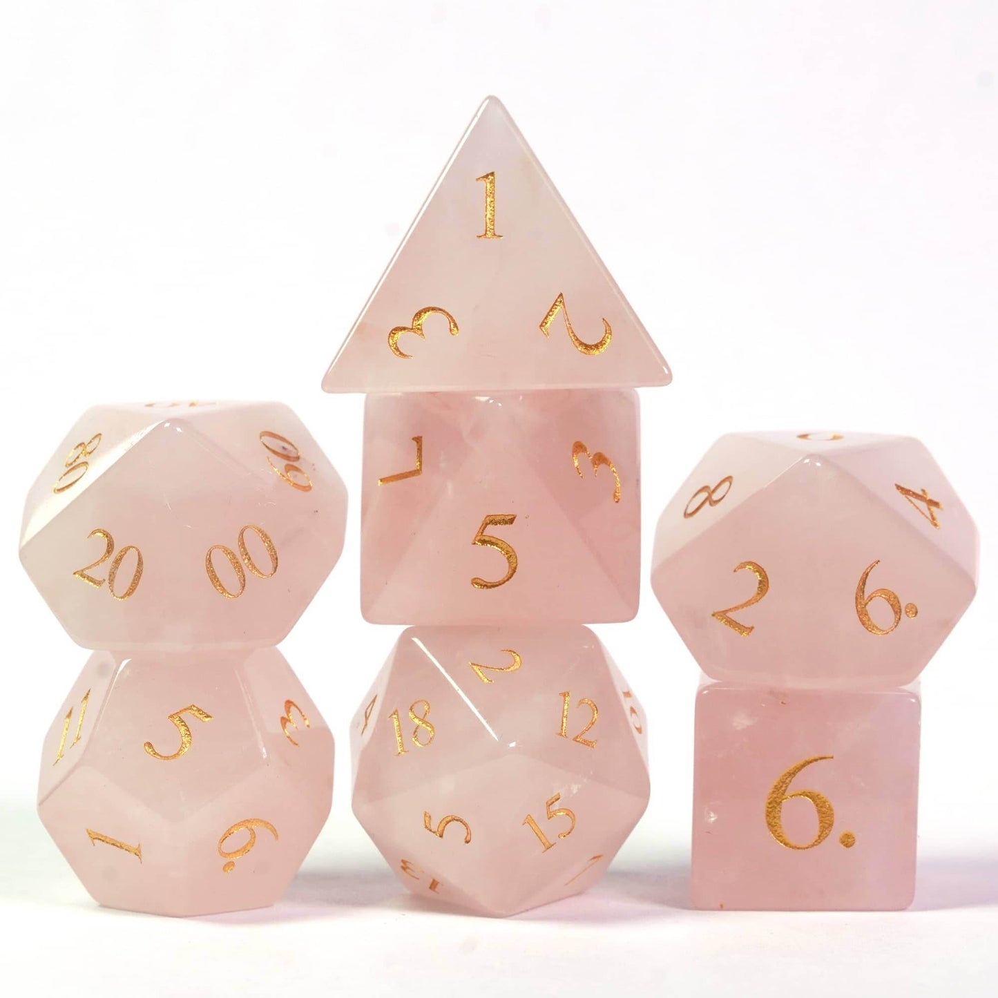 Rose Amethyst Gemstone Dice Set - 