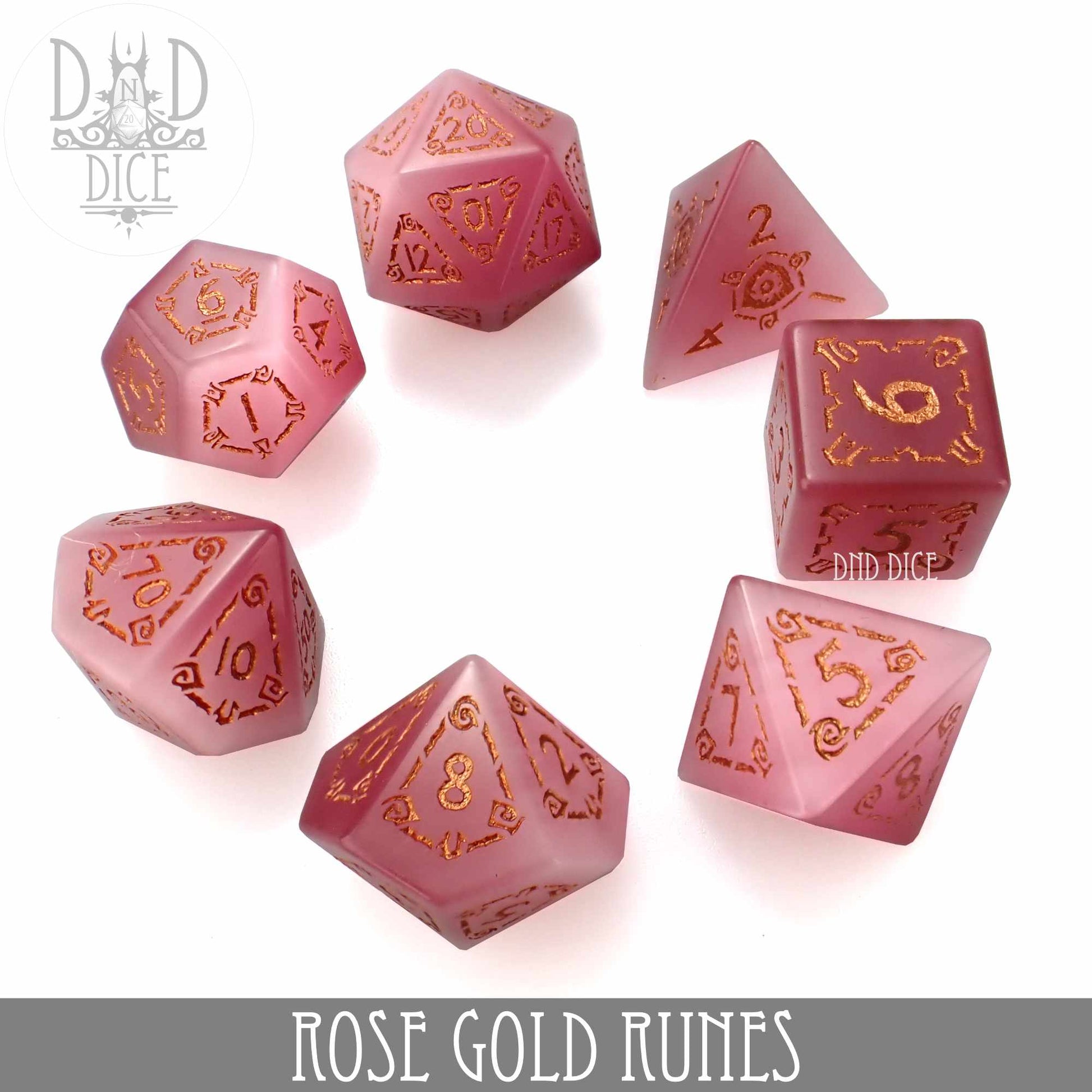 Rose Gold Runes Cat's Eye Dice Set (Gift Box)