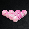 Rounded corner two-color rose red and white dots 10xD6 dice set