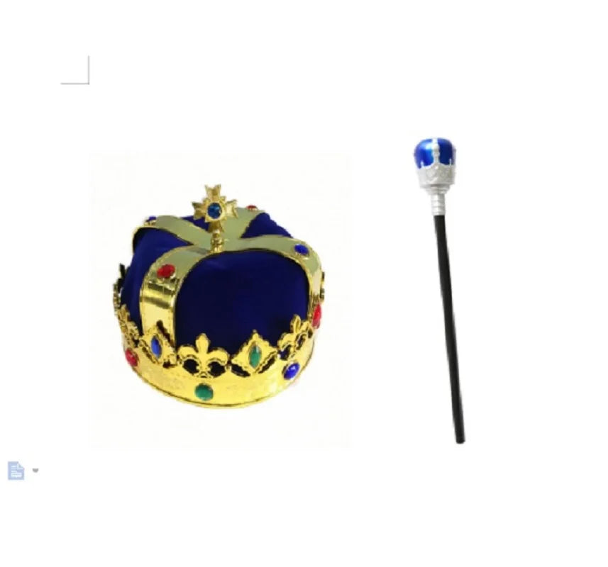 Royal King's Crown And Scepter Set  Halloween Props Party Dress Up Accessory