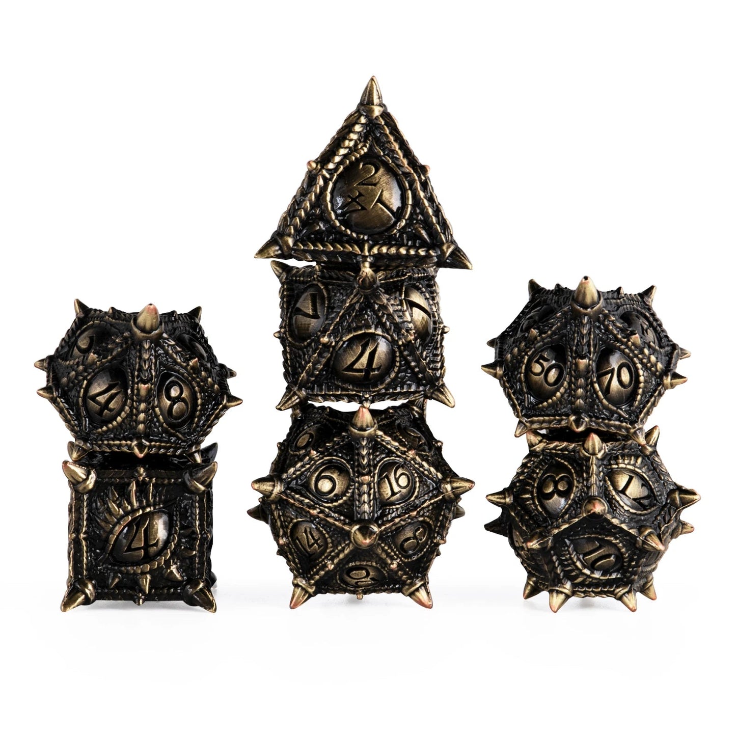 RPG DND Dice Set 7PCS Metal Dnd Dices Board Game Dungeon and Dragons Dice D&D Dice Set dnd game Polyhedral Bronze Blood Dice d20