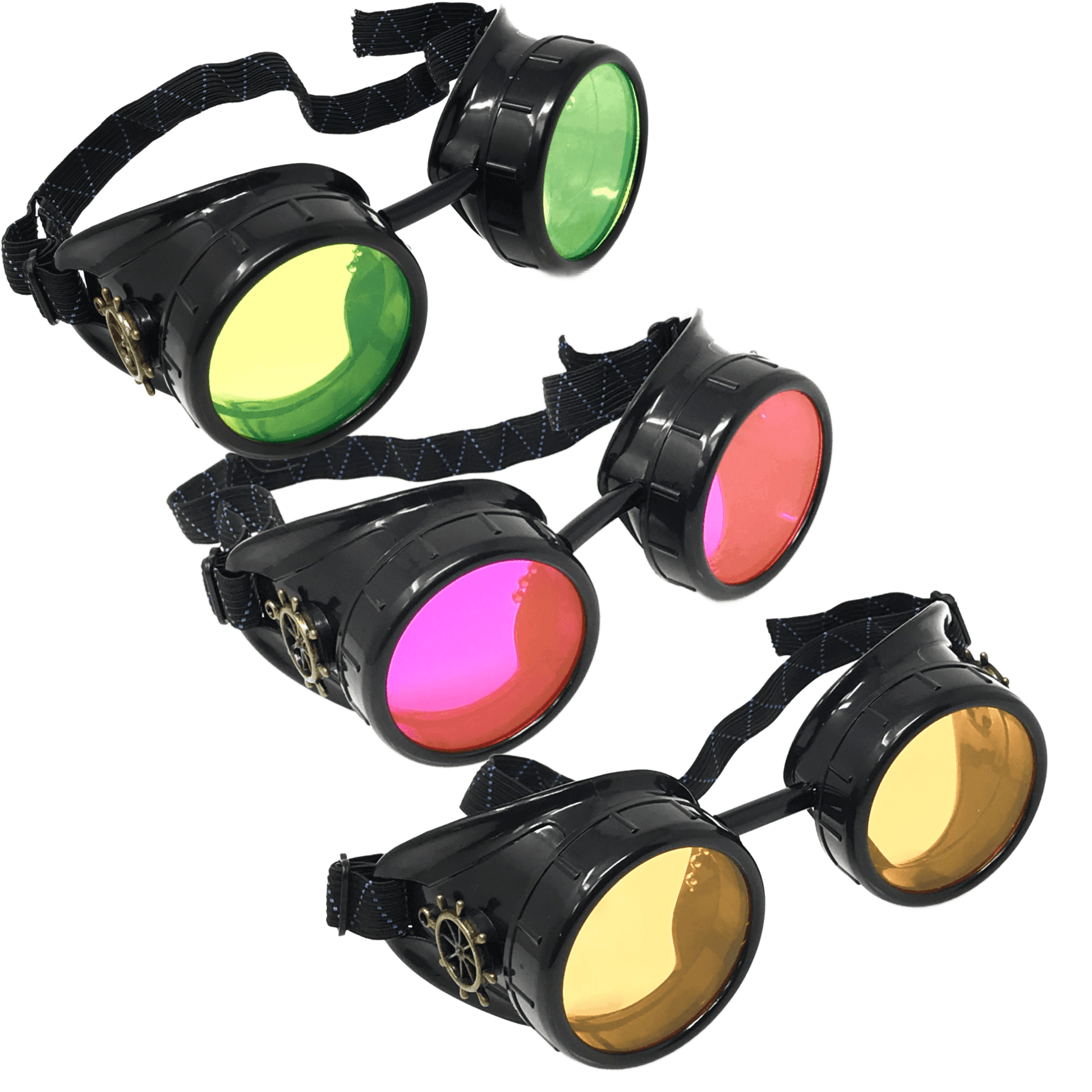 Steampunk Mad scientist goggles UV glow neon rave lenses - pink